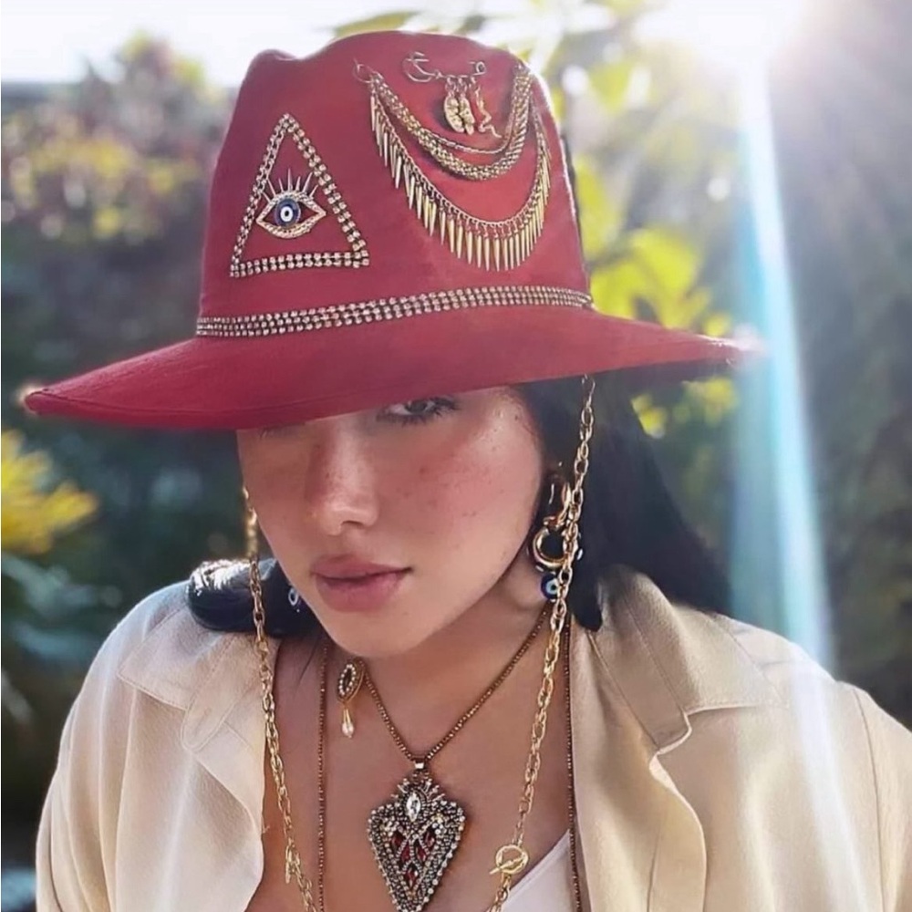 GIGI MEX Red Hat with Embellishments